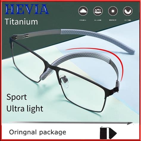 Hevia Titanium Eyeglasses Frame Men Comfortable Big Face Ultra Light Frame Flexible Eyeglasses