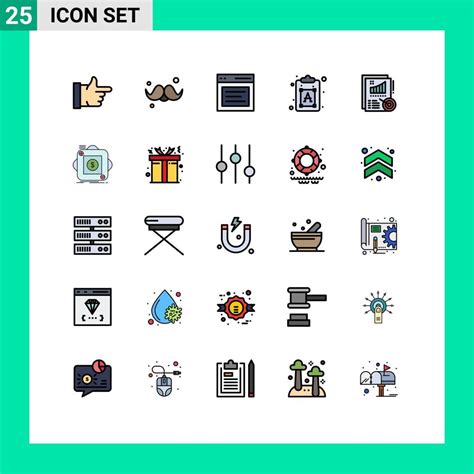 25 líneas rellenas universales signos de color plano símbolos de fuente