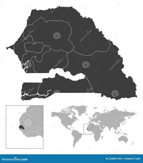 塞内加尔详细的国家概要和世界地图位置 向量例证 插画 包括有 分级显示 绘图 映射 地理 灰色 234831706