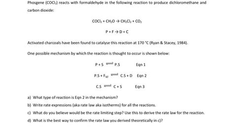 Solved Phosgene Coci Reacts With Formaldehyde In The Chegg