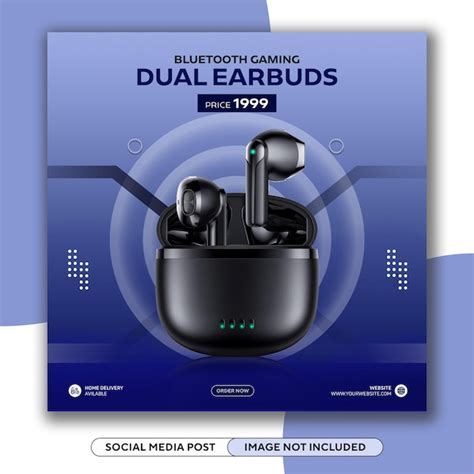 Premium PSD Black Friday Dual Earbuds Super Sale Social Media Template