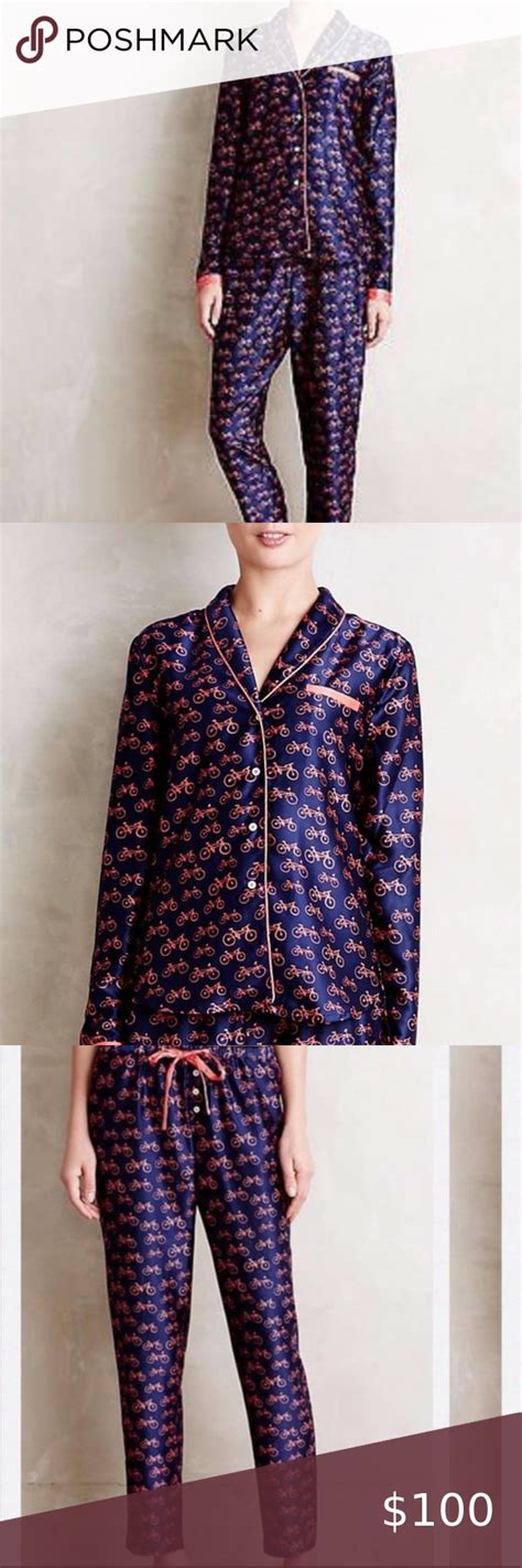 Anthropologie Nwts Bicycle Print Pajama Set Large Pajama Set Print