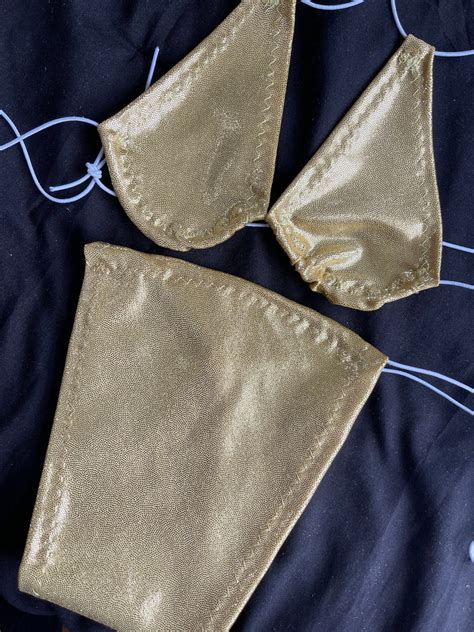 Gold Micro Bikini Stripper Outfits Exotic Dancewear Set Exotic Dance Wear Rave Outfit Etsy