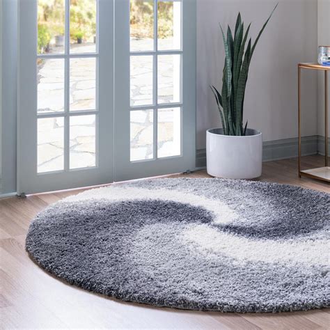 Smoke Gray 8' x 8' Soft Touch Shag Round Rug | Rugs.com