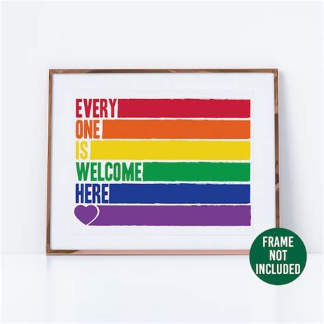Gay Pride Print Lgbtq Minimal Design Wall Decor Rainbow Etsy