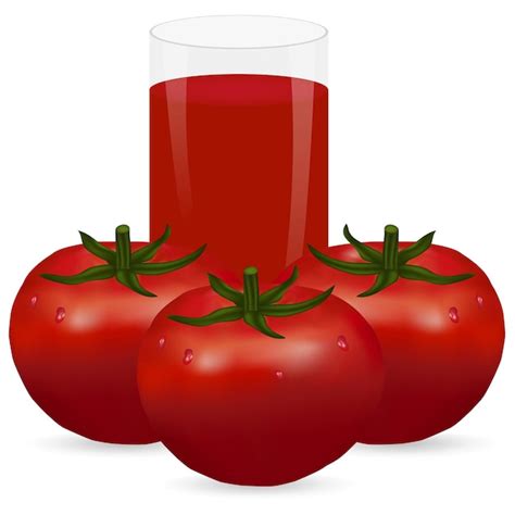 Premium Vector Glass Of Tomato Juice And Tomatoes