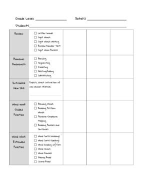 Small Group Or Rti Planning Form By Mrs P S Reading Peeps Tpt