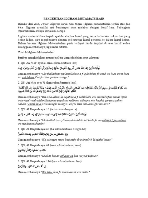 Pengertian Idgham Mutamatsilain Pdf
