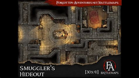 FA Battlemaps Smuggler S Hideout 30x41 Foundry VTT Preview