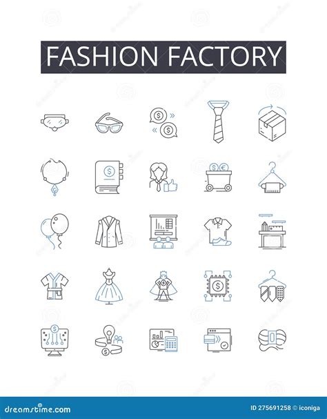 Fashion Factory Line Icons Collection Clothing Workshop Style