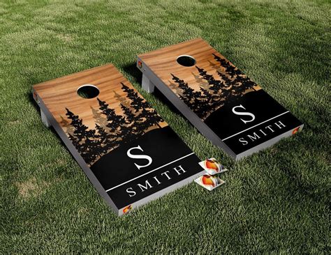 Custom Personalized Name Forest Wood Cornhole Board Vinyl Wrap Skins