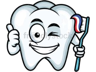 Winking Thumbs Up Tooth Emoji Cartoon Vector Clipart Friendlystock