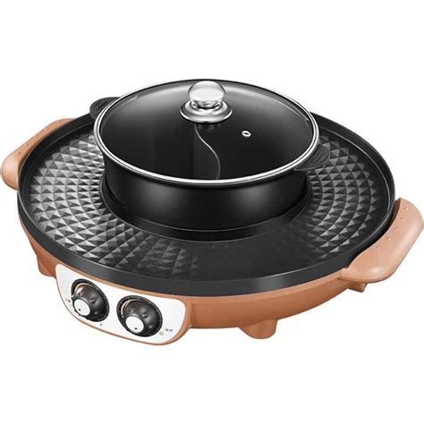 Hot Pot Gril Et Fondue électriques Gril Et Fondue De Table avec Revêtement Antiadhésif