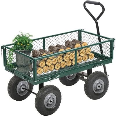 Fdw Outdoor Utility Wagon Heavy Duty Garden Cart Steel Mesh Frame ...