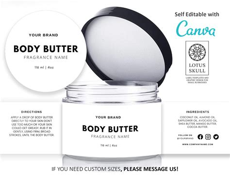 Editable Wrap Around Label Template Body Product Label Template Cosmetic Labels Circular