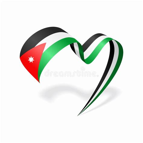 Jordanian Flag Heart Shaped Ribbon Vector Illustration Stock Vector Illustration Of