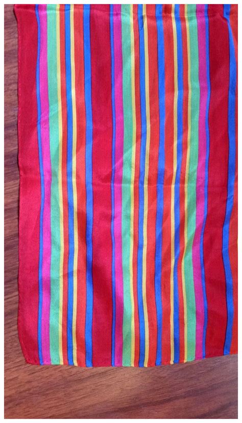 Liz Claiborne Rainbow Stripe Oblong Silk Scarf Hoosier Collectibles