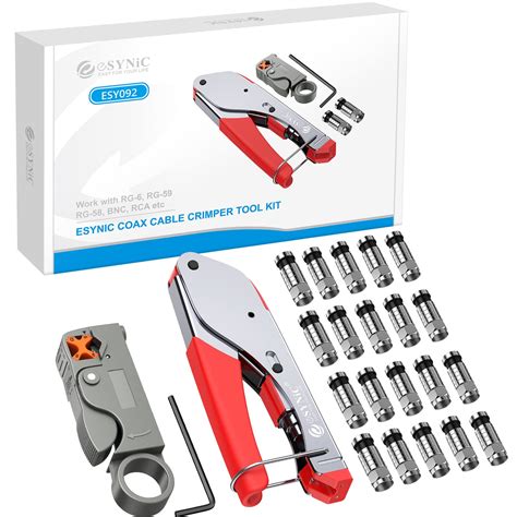 Buy eSynic Coax Crimping Tool Coax Cable Crimper Tool Kit F-Type Compression Crimping Tool for ...