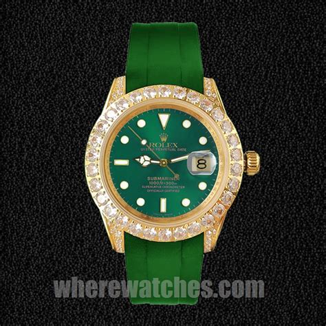 Rolex Submariner Pour Des Hommes Mm Cadran Vert Ton D Or