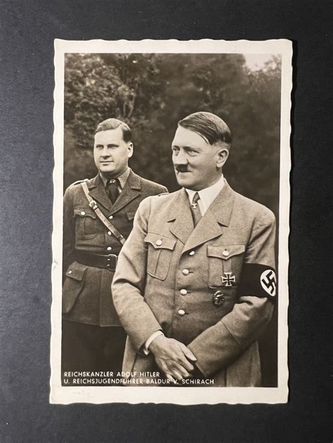 Mint Nazi Germany Postcard Adolf Hitler Balduer V Schirach Rppc