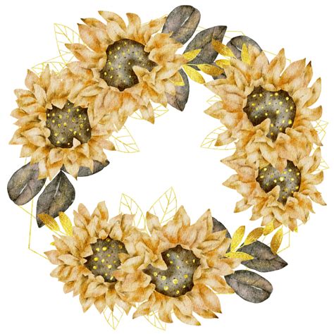 Sunflower Wreath Watercolor Png