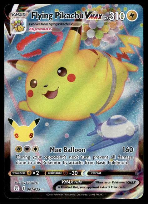 Mavin 2021 Pokemon Celebrations Flying Pikachu Vmax Rare Holo 7 C28