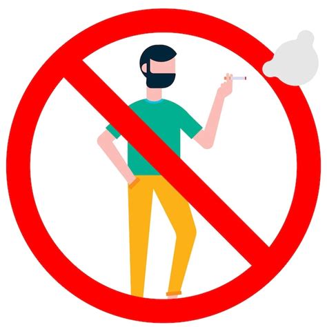 Premium Vector No Smoking Sign With Standing Man Forbidden Sign Icon