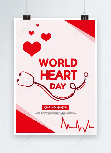 Red world heart day poster template image_picture free download ...