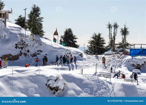 Kufri Himachal Pardesh India 01 15 2022 People Enjoying In The Snow