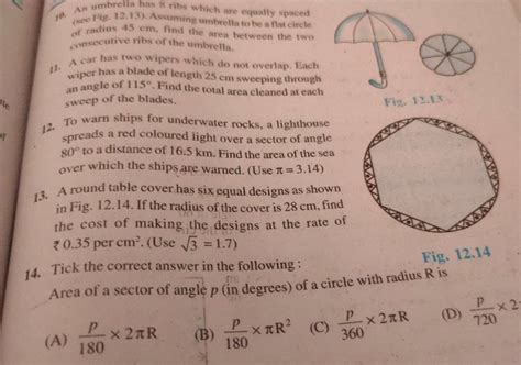 E An Umbrella Has Ribs Which Are Equally Spaced See Fig Ass