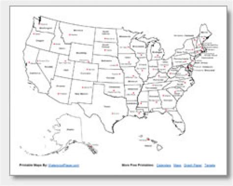 Map Of United States With Capitals Printable | Ruby Printable Map