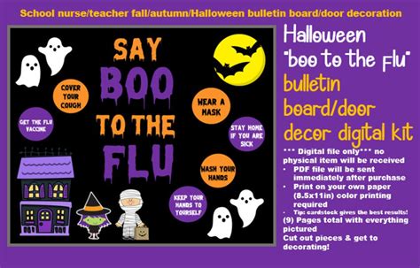 Halloween Boo To The Flu Bulletin Boarddoor Decor Kit For Nurses Office School Health Teacher