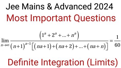 Jee Mains 2024 Jee Advanced 2024 Limit Of A Sum Definite Integration Jee Advanced Pyq Youtube