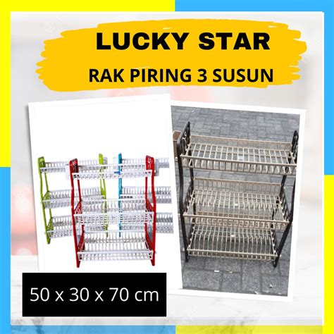 Jual Lucky Star Rak Piring Plastik 3 Susun Serbaguna Bongkar Pasang