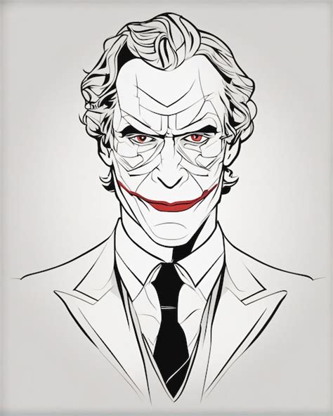 Premium AI Image | Joker portrait of a Clown line art illustration