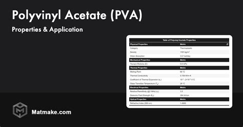 Polyvinyl Acetate (PVA) - Properties