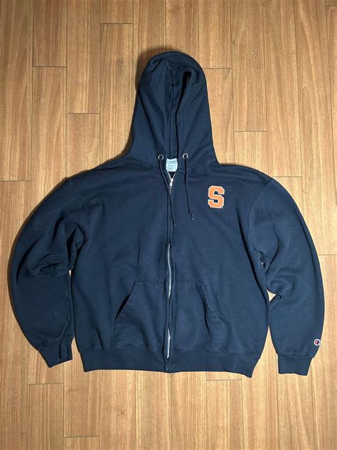 Vintage Mens Champion Syracuse University Fullzip Hoodie Size Large