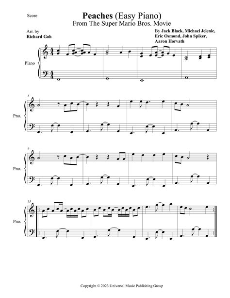 Peaches Arr Richard Goh By Jack Black Sheet Music For Easy Piano At