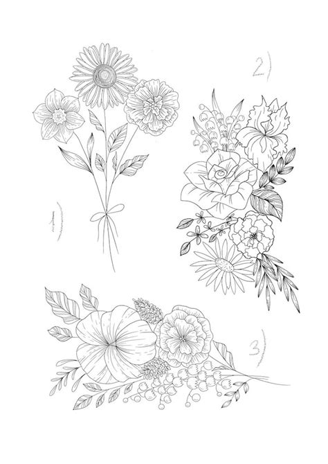 Some Flowers Are Drawn In Black And White