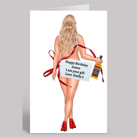 Personalised Naked Women Birthday Anniversary Card For Boyfriend