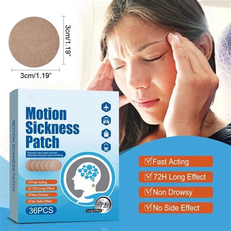 Motion Sickness Patches 36 Pack Anti Nausea Relief For Cruise Vertigo Dizziness Travel