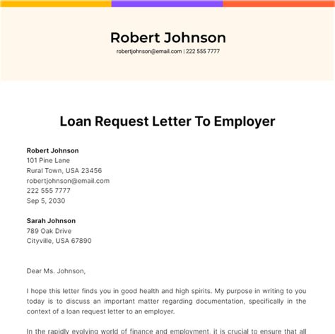 Free Loan Request Letter To Employer Template Edit Online And Download