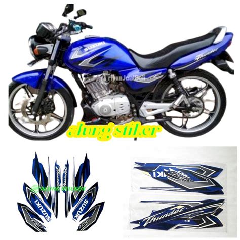 Jual STIKER STRIPING LIS LES BODY MOTOR SUZUKI THUNDER 125 2008 BIRU Di