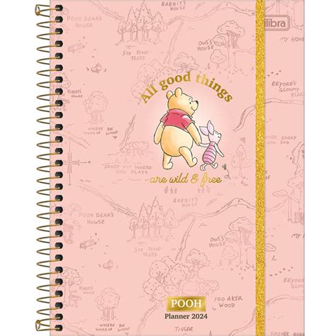 Planner Espiral Pooh Tilibra Laranja Lima Papelaria