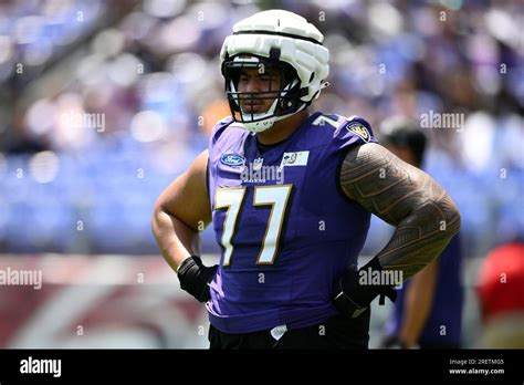 Baltimore Ravens Offensive Tackle Daniel Faalele Works Out During