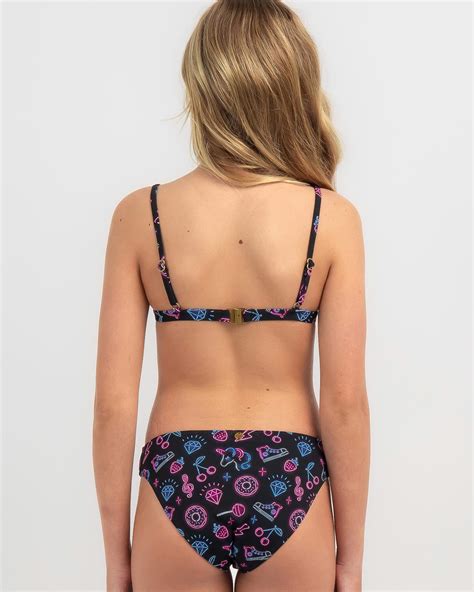 Shop Kaiami Girls Harajuku Triangle Bikini Set In Black Multi Fast