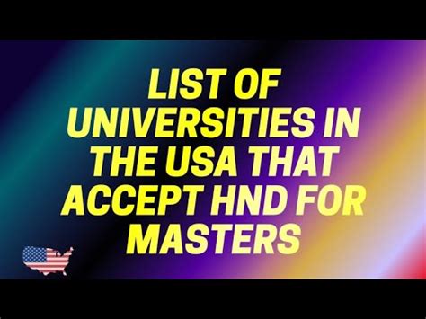 List Of Universities In USA That Accept HND For Masters YouTube