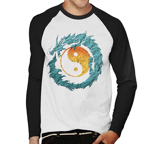 Dragon Yin And Yang Mens Baseball Long Sleeved T Shirt Fruugo Uk