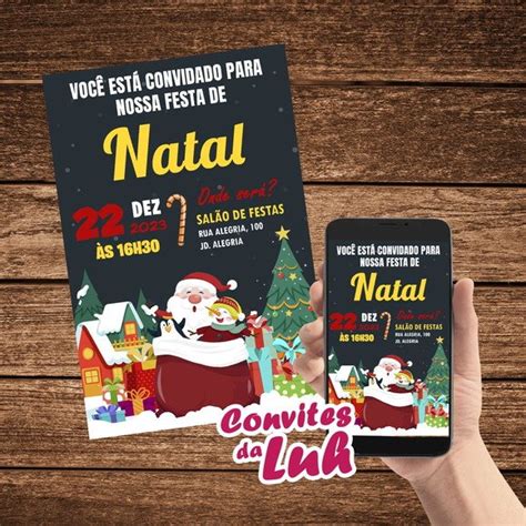 Convite Digital Personalizado Festa Natal Papai Noel Elo