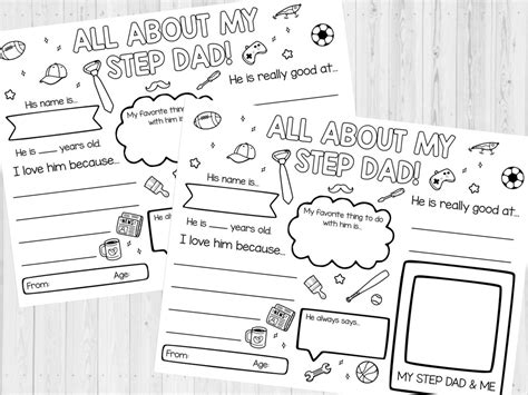 Instant Download All About My Step Dad Printable Fathers Day Printable